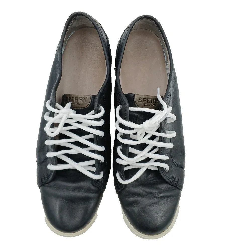 Sperry Gold Cup Shoes Mens 11.5 Black Leather‎ Casual Low Top Comfort Sneakers